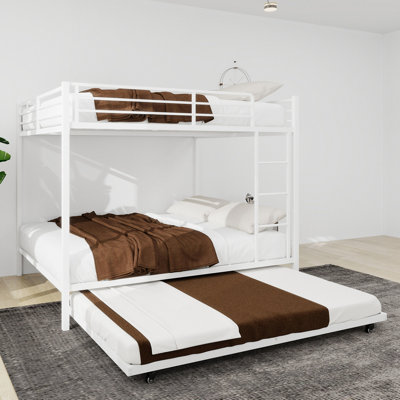 Lit superposé en fer carré durable avec rails de sécurité, look minimaliste moderne, chambre d'amis ou espace commun, assemblage facile et performance longue durée: 137 cm x 190 cm