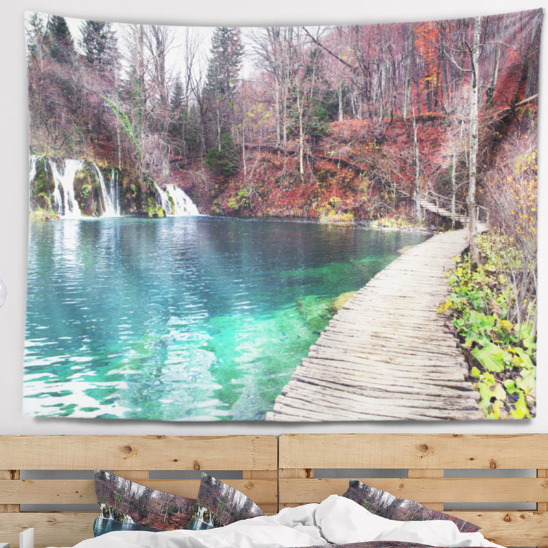 Tapisserie lark en polyester plitvice lacs avec accessoires suspendus inclus, H 32 po x l 39 po