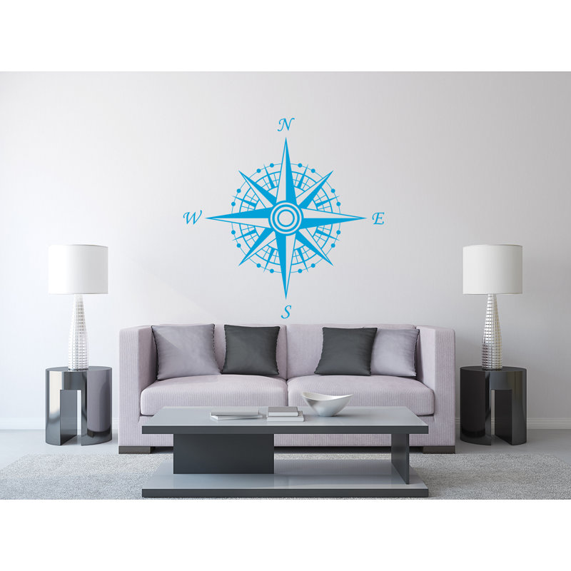 Décalcomanie murale autocollante compass, Bleu givré