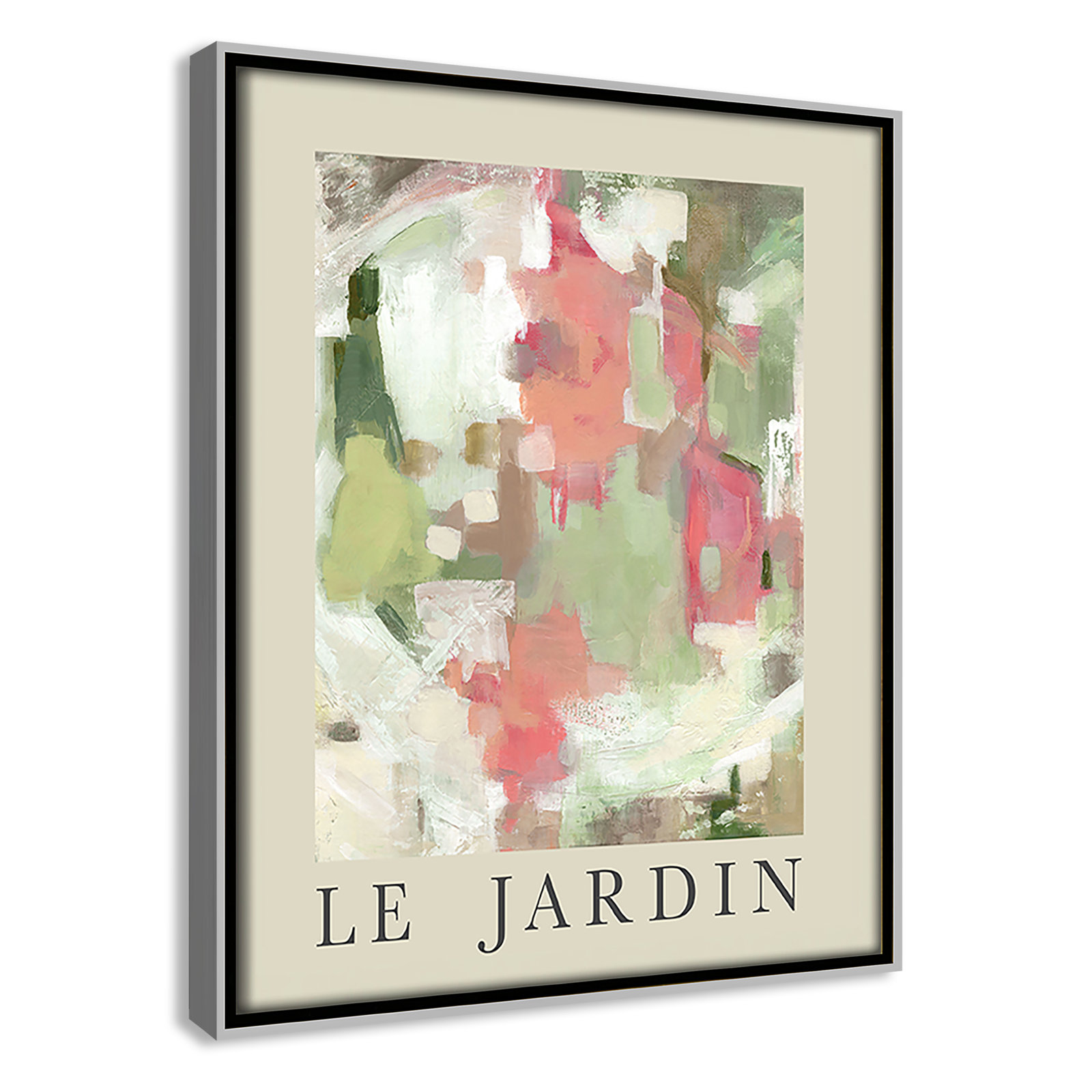 Riya "Le Jardin" Print by Carol Robinson, Silver Floater Frame, No, 11.5" H x 9.5" W x 2" D