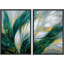 Emerald Green Feather Modern Contemporary Framed Canvas Master Bedroom Wall Art Set 2 Print-108345146-108345147