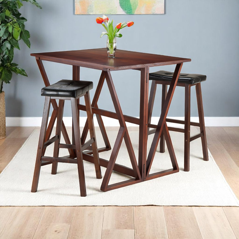 Glaser Solid Wood Top Double Pedestal Dining Set, 29.45" H x 17.25" W x 9.9" D