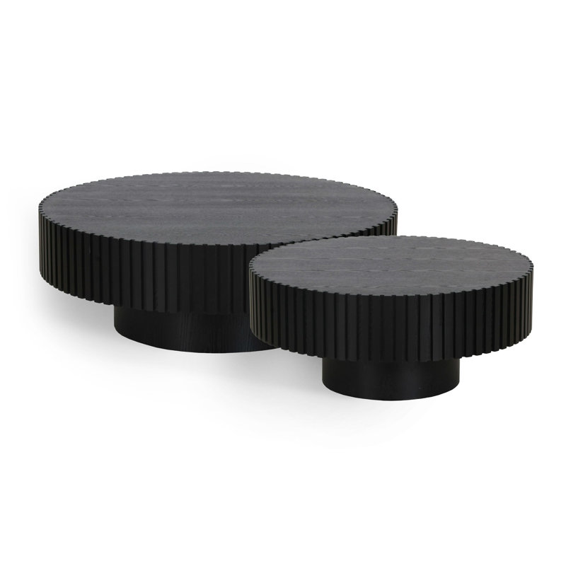 Pierre - Ensemble de tables basses rondes Modern Black Ash