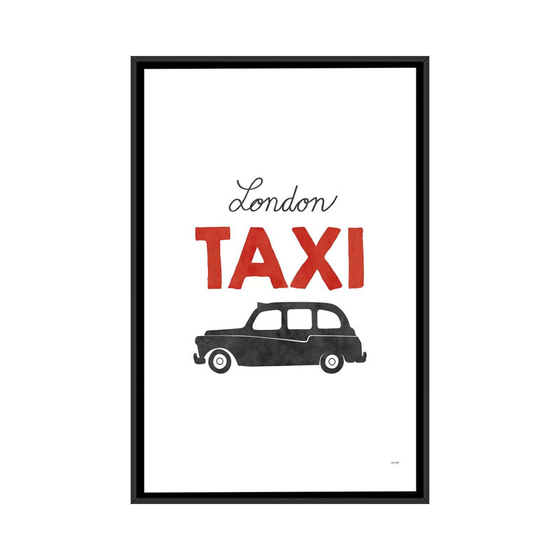 « london taxi », impression sur toile tendue, H 60 po x l 40po x P 1,5 po, Toile avec cadre noir