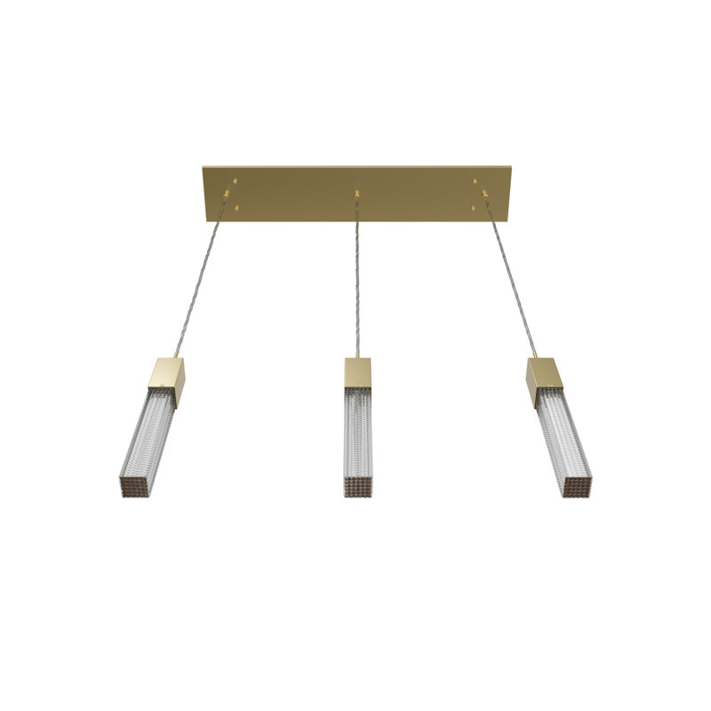 Boa Collection 3 Light Studded Glass Multi Port Pendant, Antique Brass