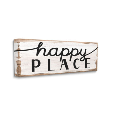 Rustic Charm Happy Place Distressed Sign by Daphne Polselli - Graphic Art