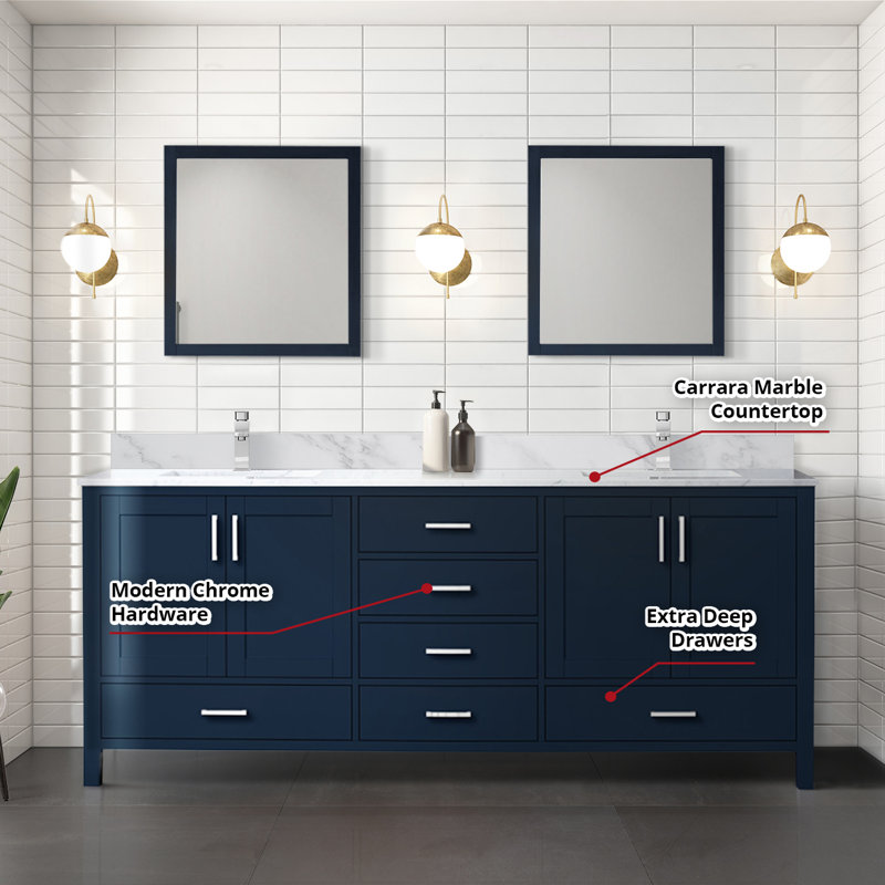 Jacques 80" Navy Blue Painted Double Freestanding Vanity