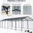 Heavy Duty Outdoor Carport 12*32 Ft, Galvanized Steel Frame And Roof, Stable On Level Surfaces, Gray Finish For Aesthetic With Roof Fixed Inclined Supports, Suitable Boats Trucks