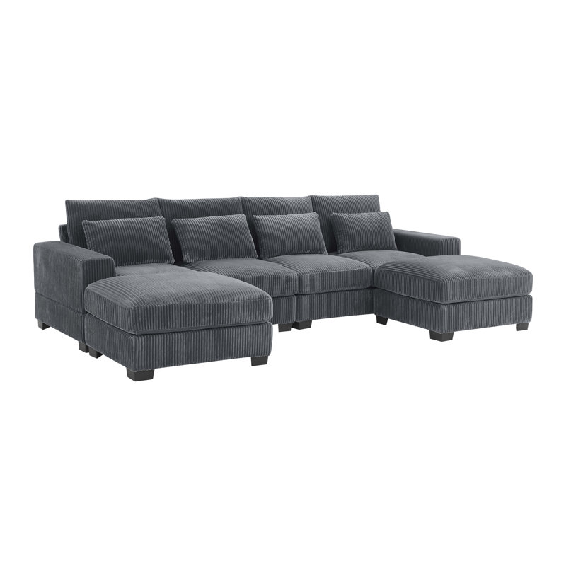 Laguna Modular Corduroy Sectional, Gray Corduroy