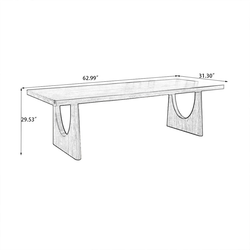 Brown Rectangular Solid Wood Dining Table, 29.53" H x 62.99" L x 31.3" W