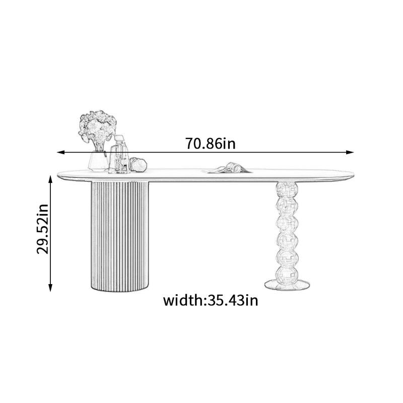 Table de salle à manger moderne, innovante et esthétique, Vert/transparent, H 29,52 po x L 70,86 po x l 35,43 po