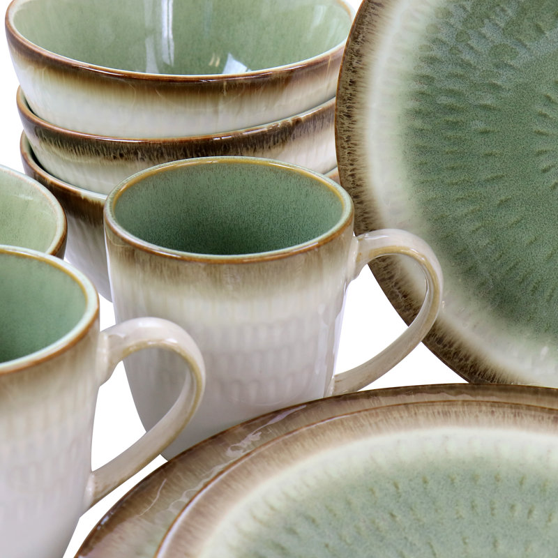 Franzen Piece Ceramic Dinnerware Set - Service for 4, Green
