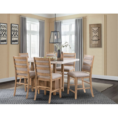 Miichael Natural Wood 7-Piece Counter Height Dining Set