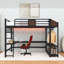Lit mezzanine avec bureau intégré, lumières DEL et tablettes de rangement-129914387