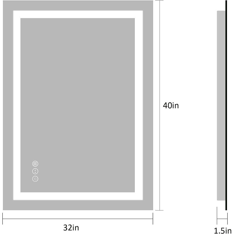 Rectangular LED Vanity Mirror with Touch Dimmer and Fog Free Function