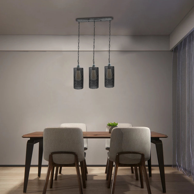 Vivek 3 - Light Kitchen Island Pendant, No, Brushed Silver, Brushed Silver