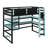 Modern Elevated Bed with Dedicated Workspace, Vertical Side Storage, Comprehensive Bookcase Shelving, and Adjustable RGB Illumination-896613106