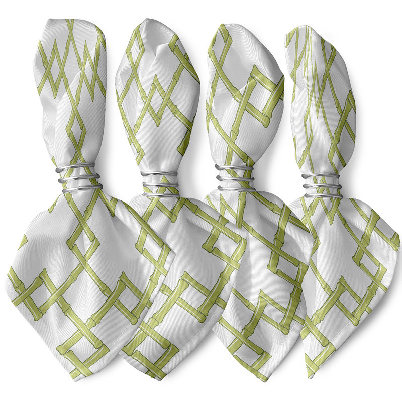 Kywan Polyester Geometric Square Napkin, Green