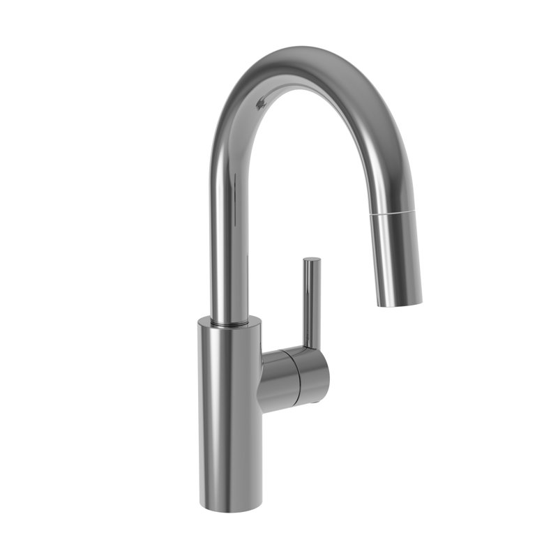 East Linear Single Handle Pull Down Bar Faucet, Midnight Chrome