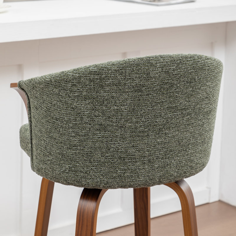 Devault Swivel Upholstered Counter Stool With Wood Frame, Green