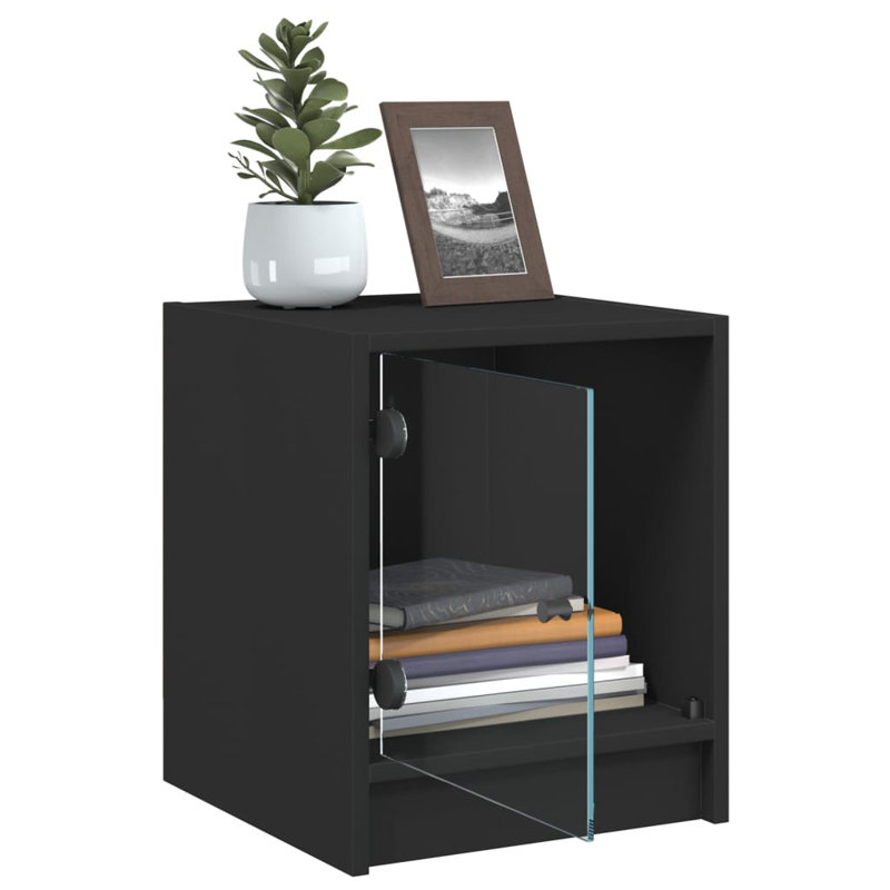 Massiyah 35cm W Manufactured Wood Bedside Table, Smoked Oak, Individual