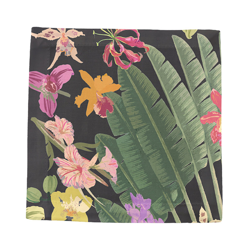 Fantasy Tropical Cotton Sateen Cocktail Napkins, Black