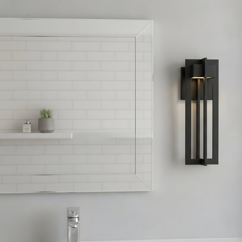 18-inch Black Integrated LED Outdoor Wall Light, 18" H x 5.75" W x 6.75" D