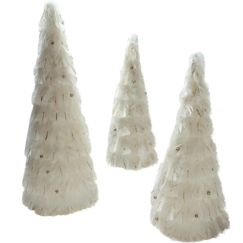 Décorations de Noël Blush Feather Cone Tree 15 po - 18,5 po - 23,5 po