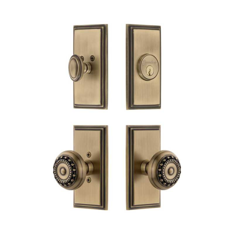 Ensemble de portes d'entrée Grandeur Carre, 2.375", Vintage Brass