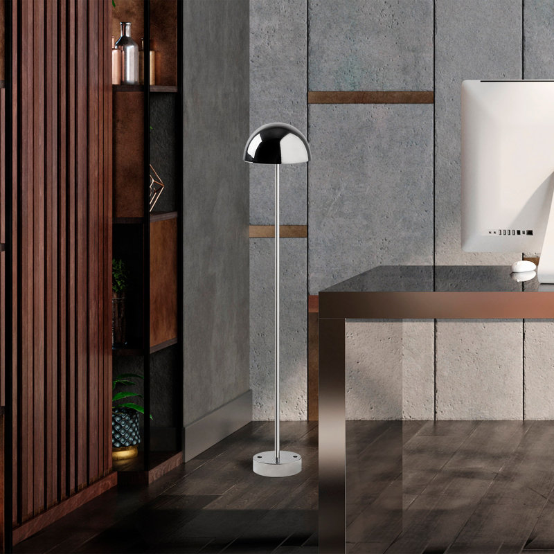 Lampe sur pied moderne en chrome avec corps en métal | 20 po de diamètre, 45,3 po de hauteur | DEL intégrée 5 W 3 000 K | 80 IRC, durée d'éclairage de 8 heures, interrupteur marche / arrêt | Éclairage élégant pour la maison et le bureau