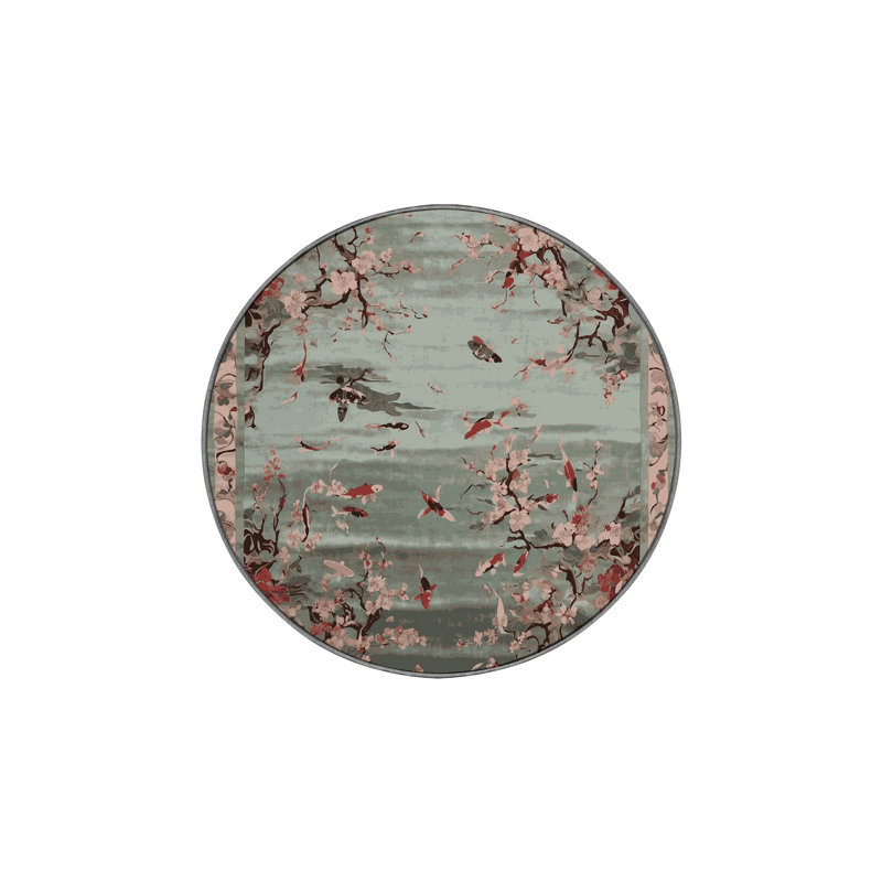 Tapis gris lavable à la machine, Rond 5 pi