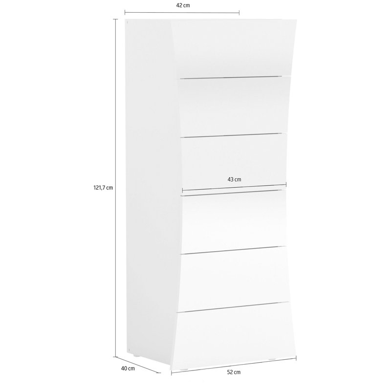 Steller 52cm W 6 - Drawer Chest of Drawers, Glossy White