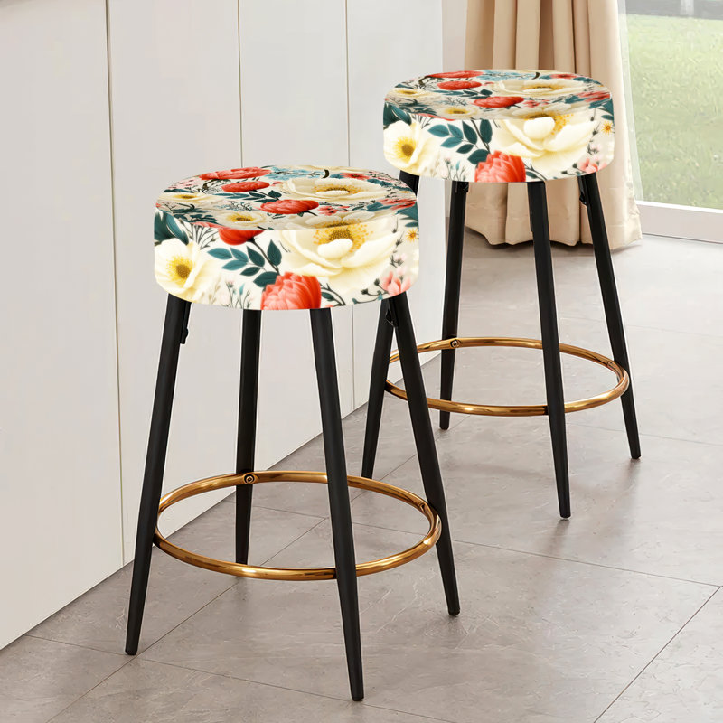 Playful Peony Blossom Floral Radiance - Ensemble de 2 tabourets floraux