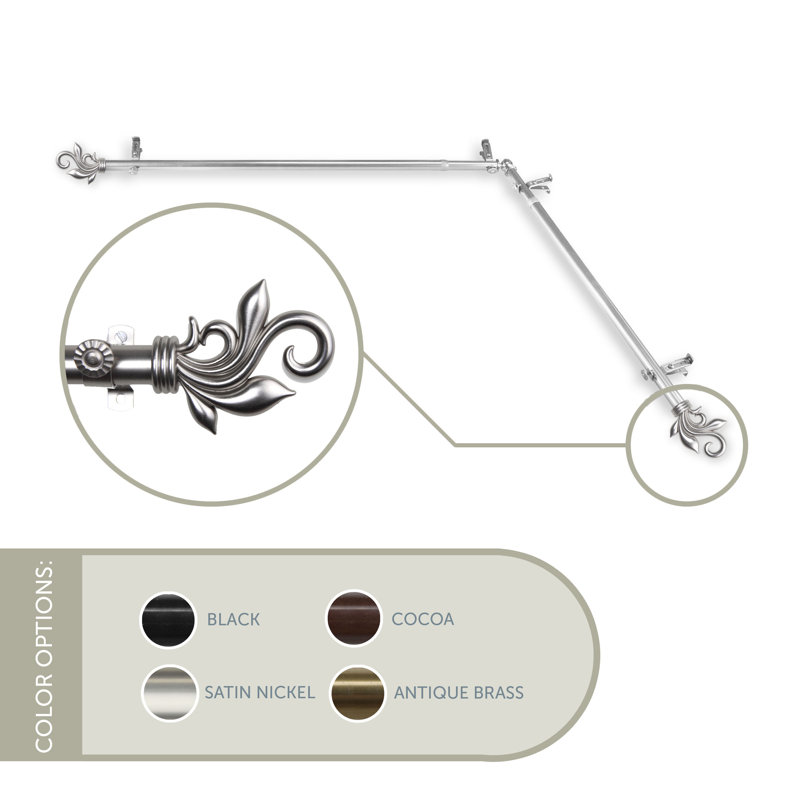 Tringle à rideaux simple Rexford, 48 po à 84 po, Nickel satiné
