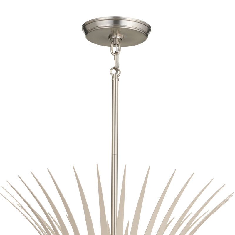 6 - Light Dimmable Round / Oval Chandelier, Brushed Nickel