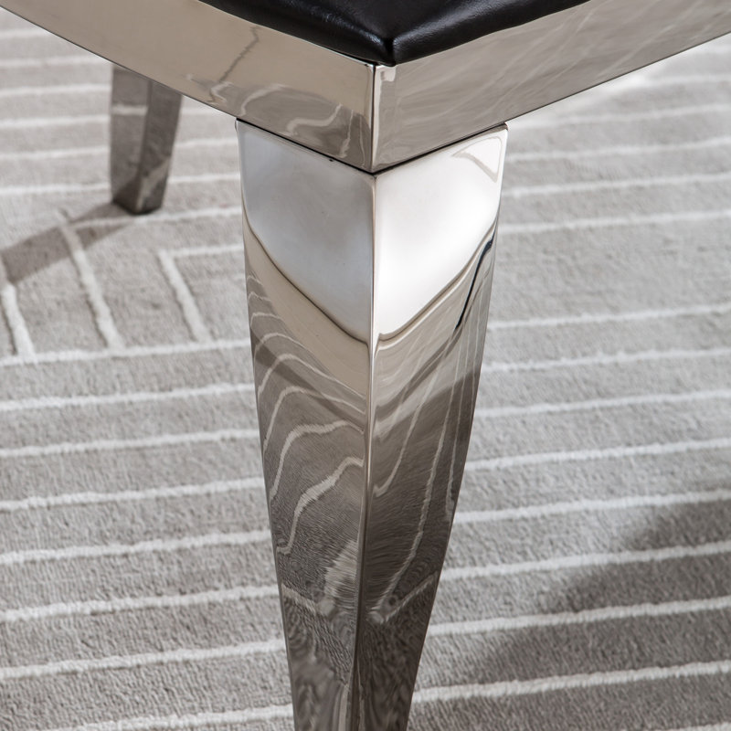Chaise d'appoint rembourrée en argent Damarae, Noir, Argent argent