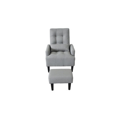 Living Room Chair With Multiple Angles And Foam Filler In Gray Modern Recliner Push Back Soft Fabric Cover