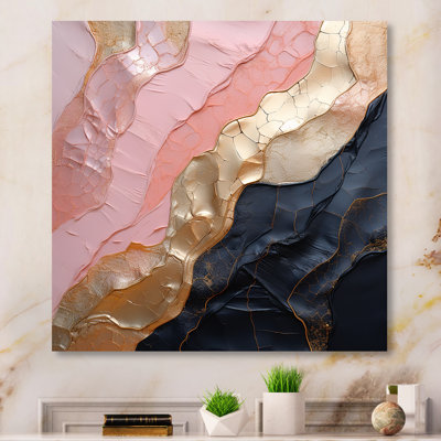 Minimalism Pink Gold Poteries - Abstract Spirals Wall Art