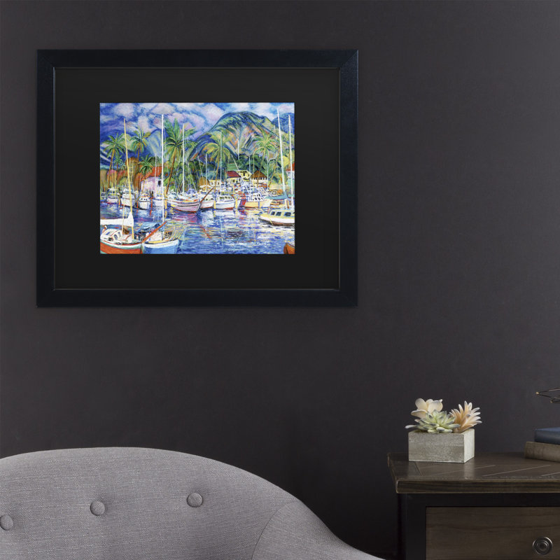 Reproduction d'art sur toile, "Lahaina Marina" par Masters Fine Art, H 11 po x l 14 po x P 0,5 po, Noir