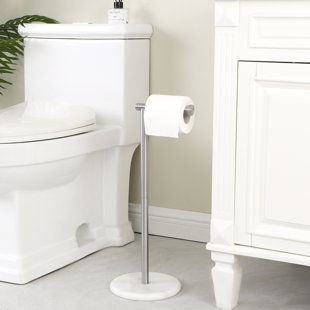 Marble Double Toilet Paper Holder with Shelf, Paper Towel Holder