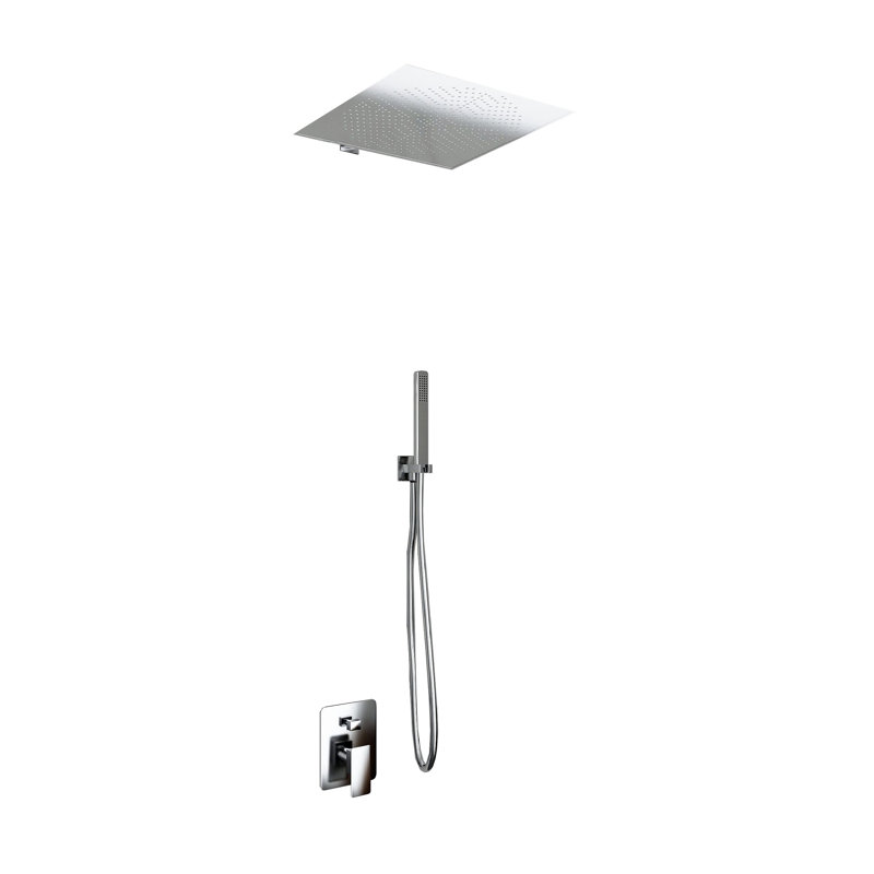 Shower Kit 2 Ways Shower Head Stainless Steel Slim 2 Mm + Shower Arm + Water Connection + Hose + Shower Head 40X40 Cm With Wall Arm