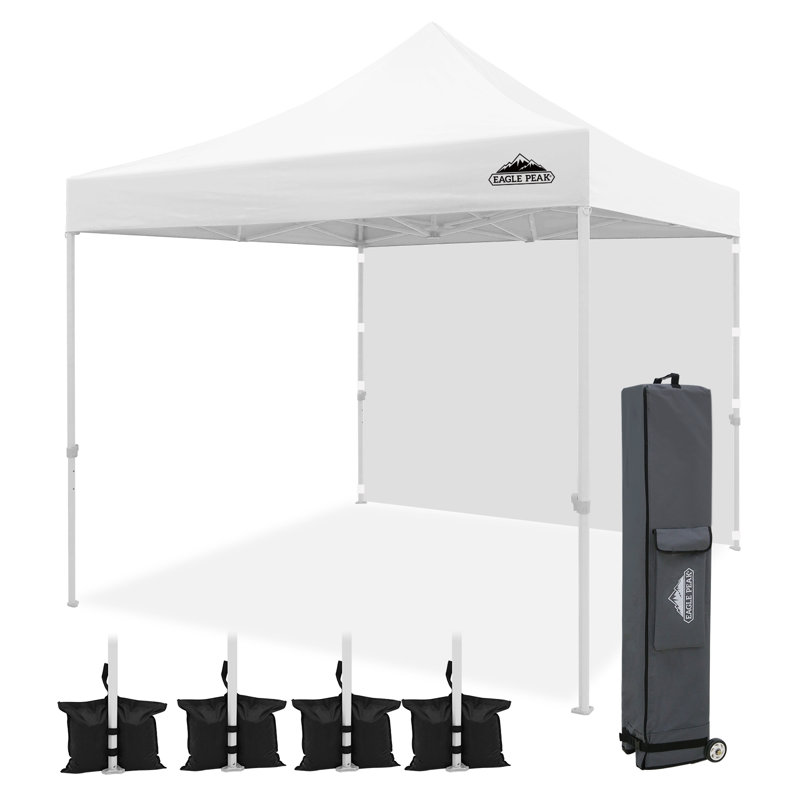 White Powder Coated Steel 10' x 10' Pop-Up Canopy Tent