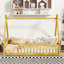 Lit simple en forme de tente, lit tipi avec garde-corps, lattes, naturel-416842485