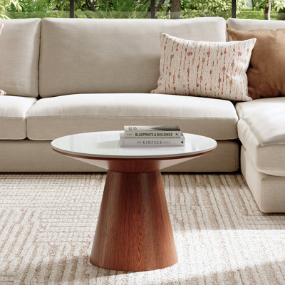 Ansel 26" Sintered Stone Top Solid Walnut Base Coffee Table