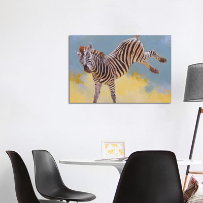 Bucking Zebra 1 Piece Wrapped Canvas Painting