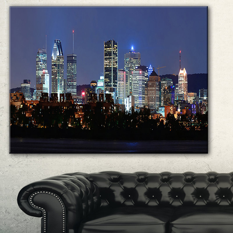 «Montreal Over River at Dusk», reproduction de photo sur toile, H 30 po x l 40 po x P 1 po