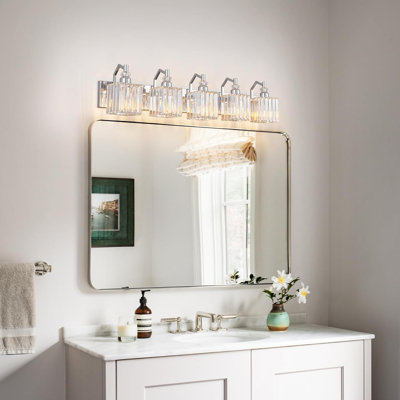 Luminaire de meuble-lavabo moderne avec abat-jour en cristal, installation sur miroir, installation facile