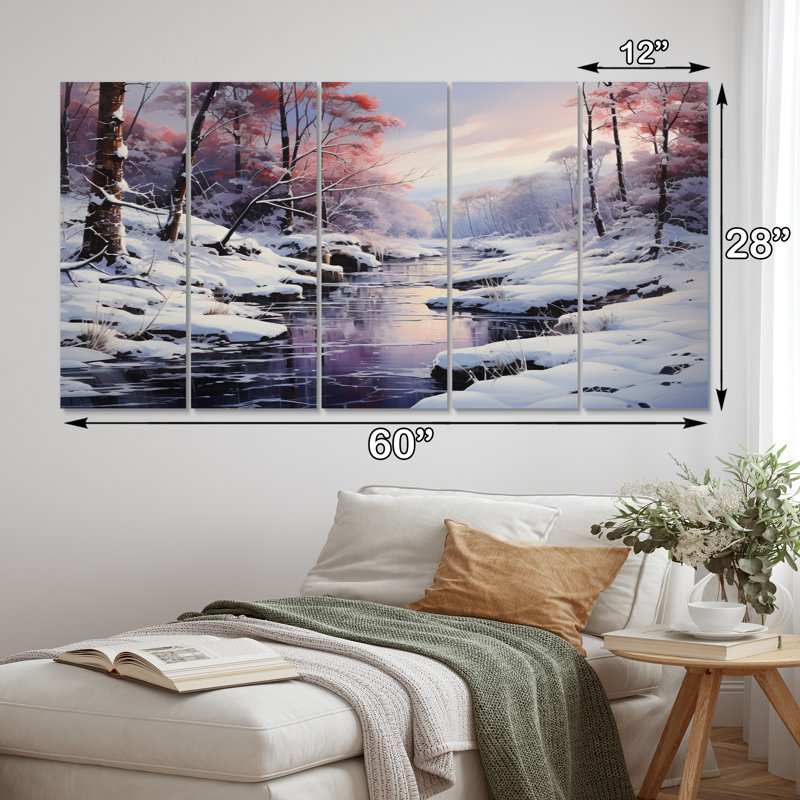 «Winter Reverie Landscape III», impression d'art mural - 5 panneaux égaux