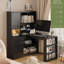 Bureau en L, bureau d'ordinateur avec tiroirs, bibliothèque, avec éclairage à DEL, bureau d'angle moderne, bureau à domicile, bureau d'écriture en L, bureau d'ordinateur de coin avec rangement-468474121