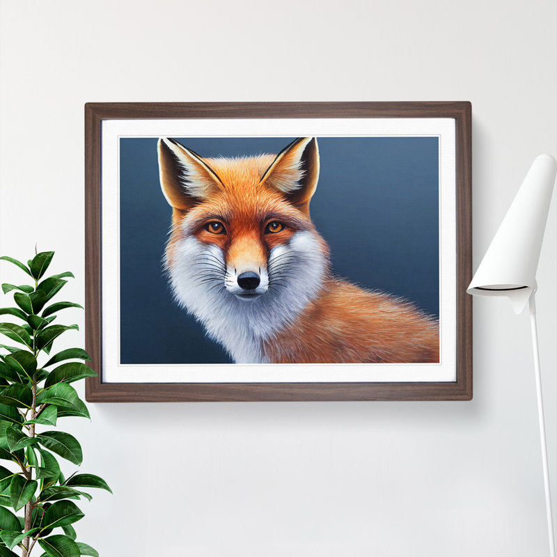 Electrifying Fox - Single Picture Frame Painting, 46cm H x 64cm W x 2cm D, Walnut 